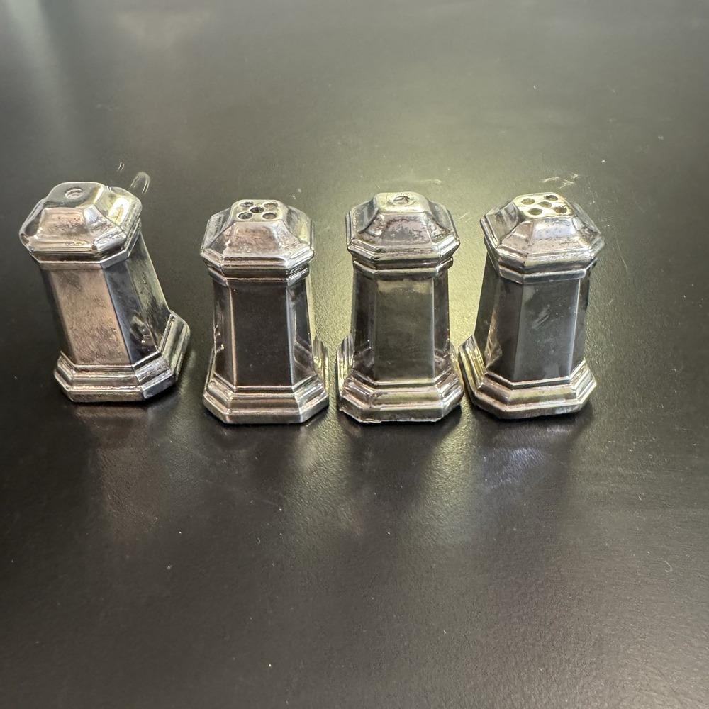 Set of 4 Silver Plate Salt and Pepper